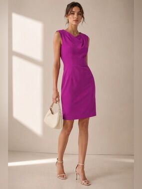 SANDRA ANGELOZZI Fuchsia Sheath Dress Cocktail Career Chic